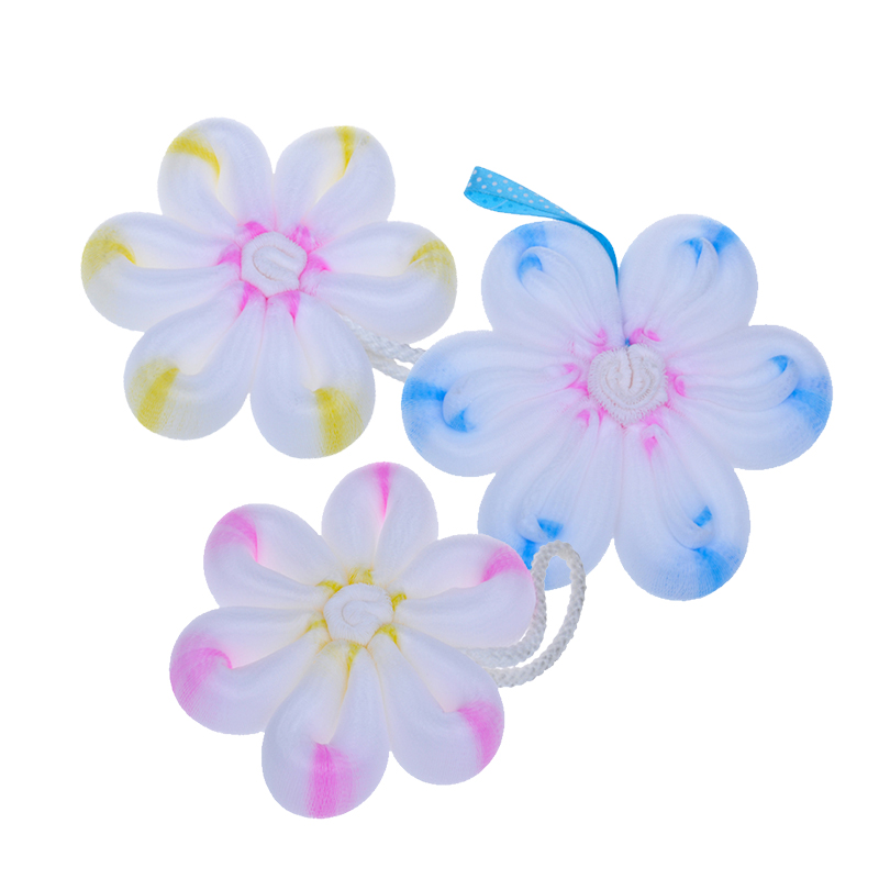 Cute Flower Softly Cotton Mesh Loofah Shower Sponge Body Puff TJ169