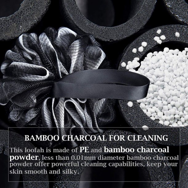 1pc Bamboo Charcoal Bath Ball Shower Wash Sponge Product Soft Elastic Mesh Hanging Shower Ball