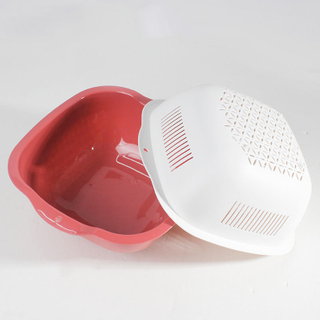 Large Capacity Household Water Filter Basket Square Thickened Double Basin Kitchen Plastic Drain Basket