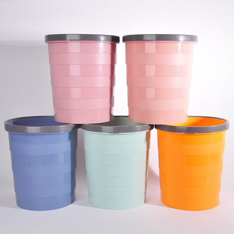Garbage Bin Dust Bin Plastic Storage Bucket Home Office Kitchen Bathroom Waste Bin Plastic Round Trash Can