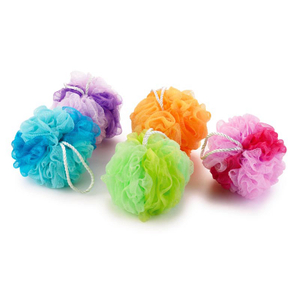 Natural OEM Loofah Exfoliating Bath Shower Stuffed Ball Pouf Baby Mesh Shower Sponge TJ206